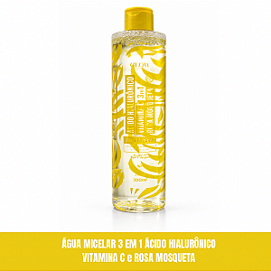 Água Micelar Ácido Hialurônico 3 em 1 Ácido Hialurônico Vitamina C e Rosa Mosqueta