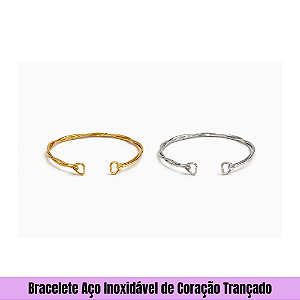 Bracelete Aço Inoxidável de Coração Trançado