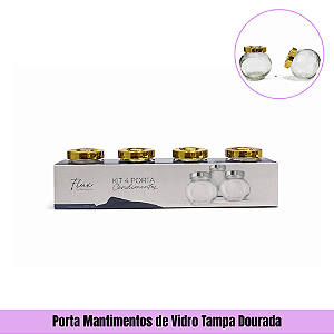 Porta Mantimentos de Vidro Tampa Dourada