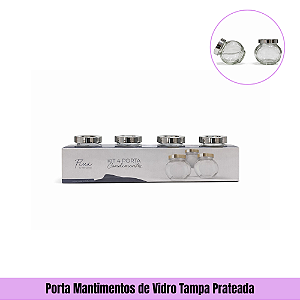 Porta Tempero de Vidro Prateado