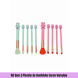 Kit Com 5 Pincéis de Coelhinho Cores Variadas