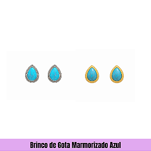 Brinco de Gota Marmorizado Azul