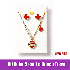 Kit Colar 2 em 1 e Brinco Trevo
