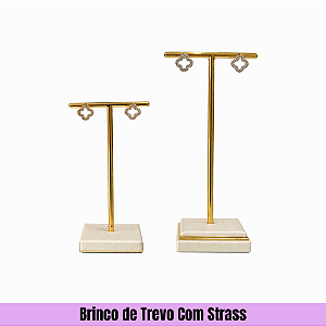 Brinco de Trevo Com Strass