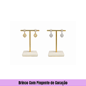 Brinco Com Pingente de Coração
