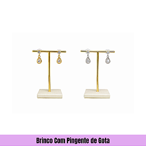 Brinco Com Pingente de Gota