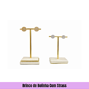 Brinco de Bolinha Com Strass