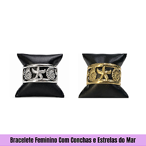 Bracelete Feminino Com Conchas e Estrelas do Mar