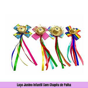 Laço Junino Infantil Com Chapéu de Palha