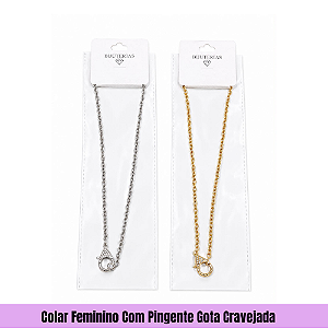 Colar Feminino Com Pingente Gota Cravejada