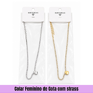 Colar Feminino de Gota com Strass