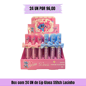 Box com 24 UN de Lip Gloss Stitch Lacinho