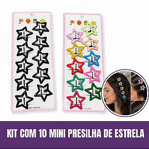Kit com 10 Mini Presilhas de Estrela
