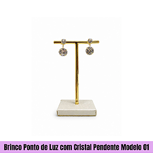 Brinco Ponto de Luz com Cristal Pendente Modelo 01