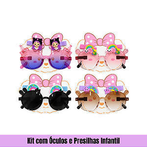 Kit com Óculos e Presilhas Infantil