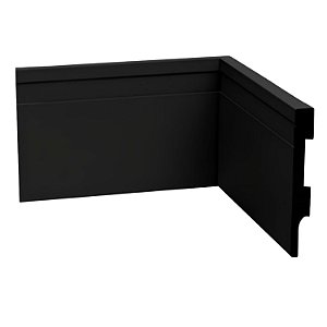 Rodapé Poliestireno  PRETO 10 cm altura barra com 2 metros RFP113