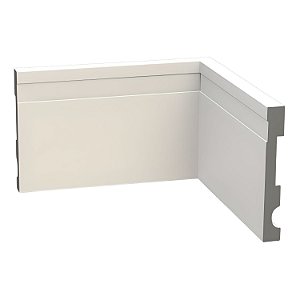 Rodapé Poliestireno 10 cm altura Guarnição Frisado Branco barra com 2,00M