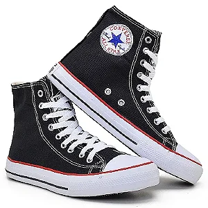 All star plataforma feminino branco couro linha preta - Kepucce Shoes