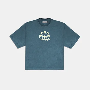 Camiseta Boxy No Creativity Azul Coroa