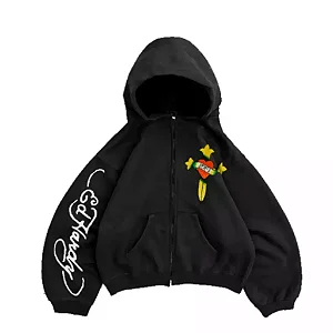 1of1 Ed Hardy Moletom Love is a Gamble Preto com Ziper