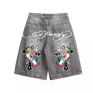 1of1 Ed Hardy "N1RVANA" Jorts Jeans Cinza