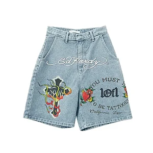 1of1 Ed Hardy "N1RVANA" Jorts Jeans Azul
