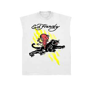 Sleeveless Tee Ed Hardy "Sweet Evil" White