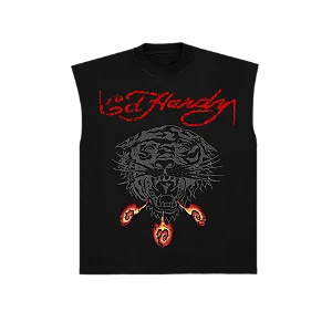 Sleeveless Tee Ed Hardy "Tiger Fireball" Black
