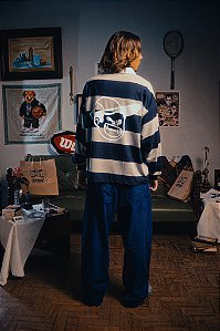 Calça Baggy Veludo Fita Sweet Azul