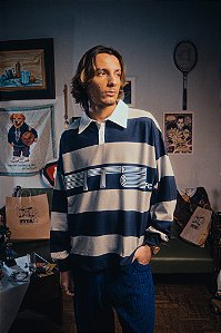 Polo Manga Longa Fita Boy Azul