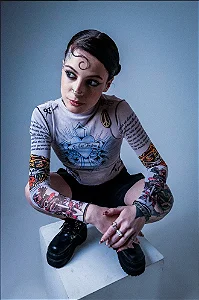 Tule Feminino Bege "Tattooed Skin 2" Ed Hardy x Matuê