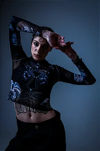 Tule Feminino Preto "Tattooed Skin" Ed Hardy x Matuê