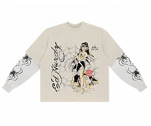 Matuê x Ed Hardy Camiseta Manga Longa Masculino Tarantula Off White