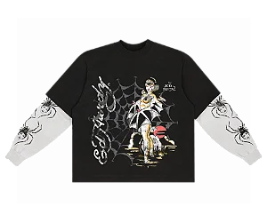 Matuê x Ed Hardy Camiseta Manga Longa Masculino Tarantula Preta