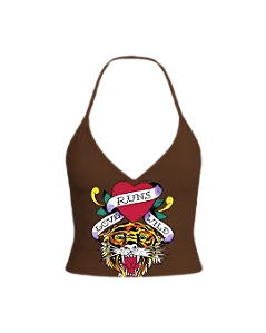 Blusa frente única Marrom "Wild Love"