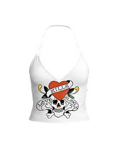 Blusa frente única Branco "Love Kills"