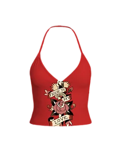 Blusa frente única Vermelho "True Roses"