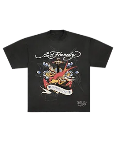 Camiseta Preta "Andorinha Love" Ed Hardy