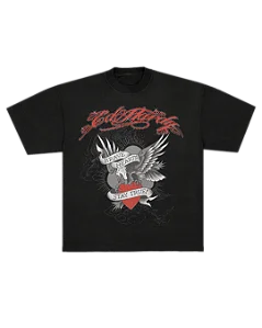Camiseta Preta "Brave Hearts" Ed Hardy