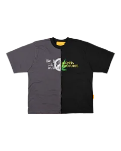 CAMISETA MEIO A MEIO (PRETO/CINZA)