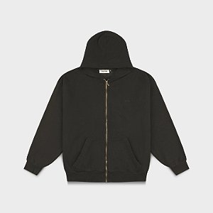 Moletom Washed Zip Preto Coroa