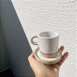 [ENCOMENDE] Xícara Café em Cerâmica Artesanal + Pires - 100ml