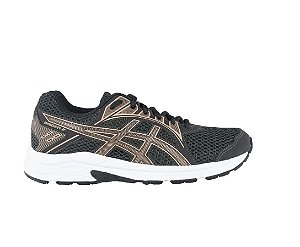 tenis asics preto e dourado