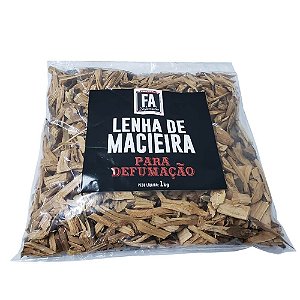 CHIPS DE LENHA DE MACIEIRA PARA DEFUMAÇÃO - FA DEFUMADOS - 1kg PROMOÇÃO - De:  ̶R̶$̶39,̶90 Por: R$29,90