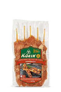 ESPETINHO DE FILE DE COXA DE FRANGO TEMPERADO - KORIN - 400g