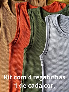 KIt 4 Regatinhas Mariana (Cinza, Verde, Marrom, Telha)
