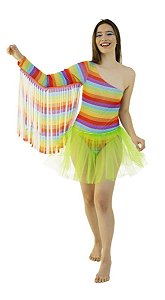 Fantasia Carnaval Pop Pop It Feminina Adulta Body com Saia