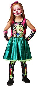 Fantasia Vampira Prata Halloween Infantil Vestido Luxo Capa - 7 Artes BrinQ  Fantasias