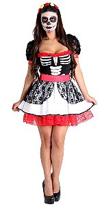 Fantasia Halloween Abóbora Feminina Adulto Vestido c/ Tiara - 7 Artes BrinQ  Fantasias