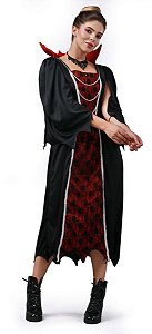 Fantasia Halloween Vampira Vitoriana Infantil Vestido Longo - 7 Artes BrinQ  Fantasias